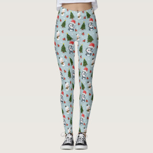 Leggings Penguin Père Noël Joyeux Joyeux motif d'arbre de N