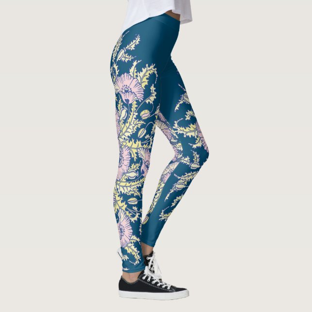 Leggings Pépites rose pâle sur Bleu foncé, Botanique, Flora (Droite)