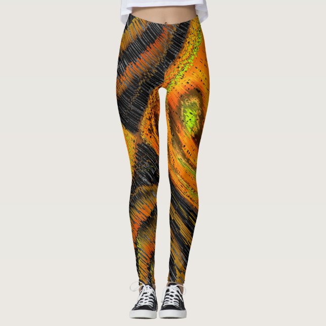 Leggings Pequeno mosaico amarelado transversal e deformado (Devant)