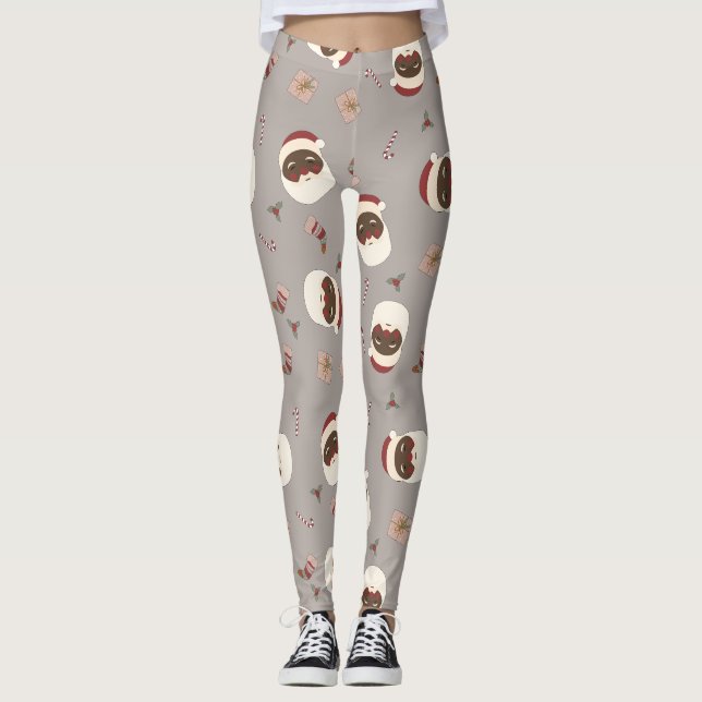 Leggings Père Noël afro-américaine (Devant)