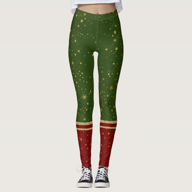 Leggings père Noël Elf Rouge et Vert Noël (Devant)