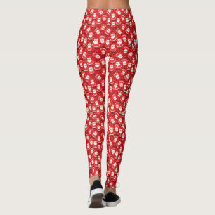Leggings Père Noël Entourée De Snowflakes Red Novelty