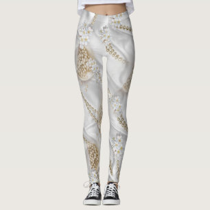 Leggings Perles de la campagne de la soie blanche et de l'i