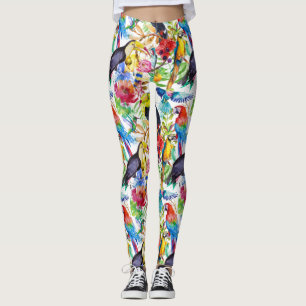 Leggings Perroquets colorés 2 d'aquarelle