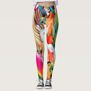 Leggings Perroquets d'aquarelle : Motif Tropical