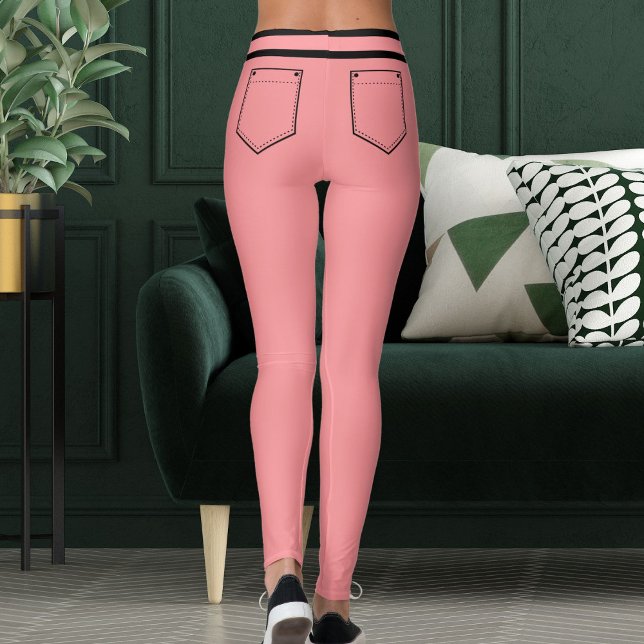 Leggings Personalize Name Light Red Black Stripes Fun Gift (Créateur téléchargé)