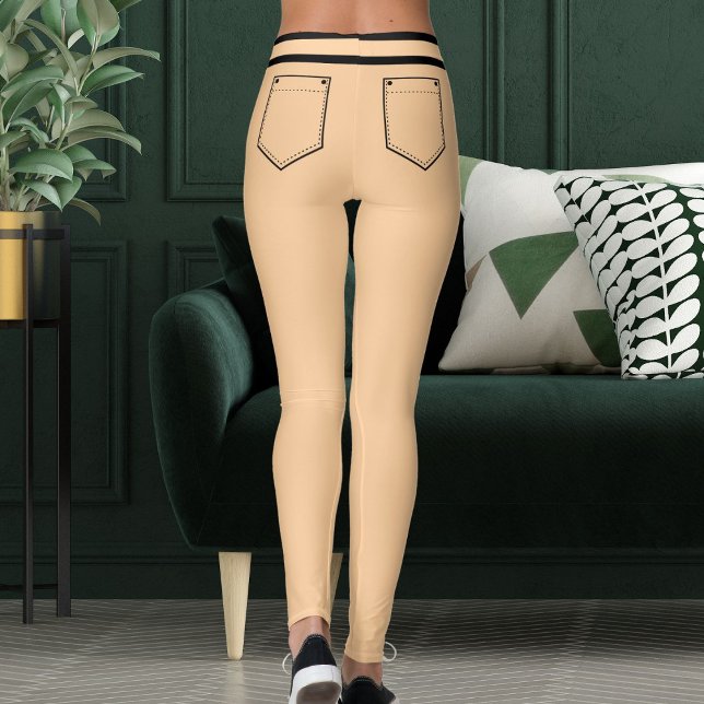 Leggings Personalized Name Peach And Black Stripes Fun Gift (Créateur téléchargé)