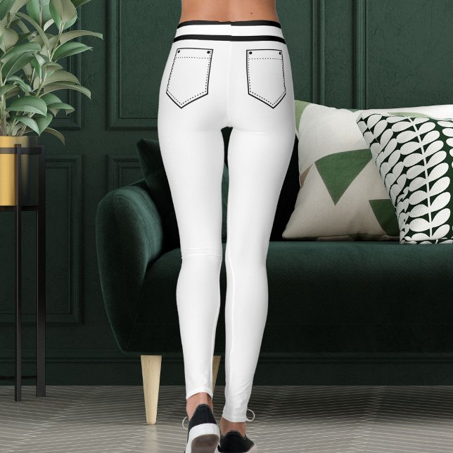 Leggings Personalized Name White And Black Stripes Fun Gift (Créateur téléchargé)