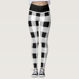 Leggings Personnalisé Black White Grey À damiers Motif