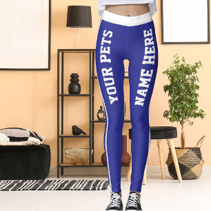 Leggings Personnalisé Blanc Profond Bleu Bleu Grilles Noms 