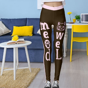 Leggings Personnalisé Dark Brown roses rayures Pet Chat