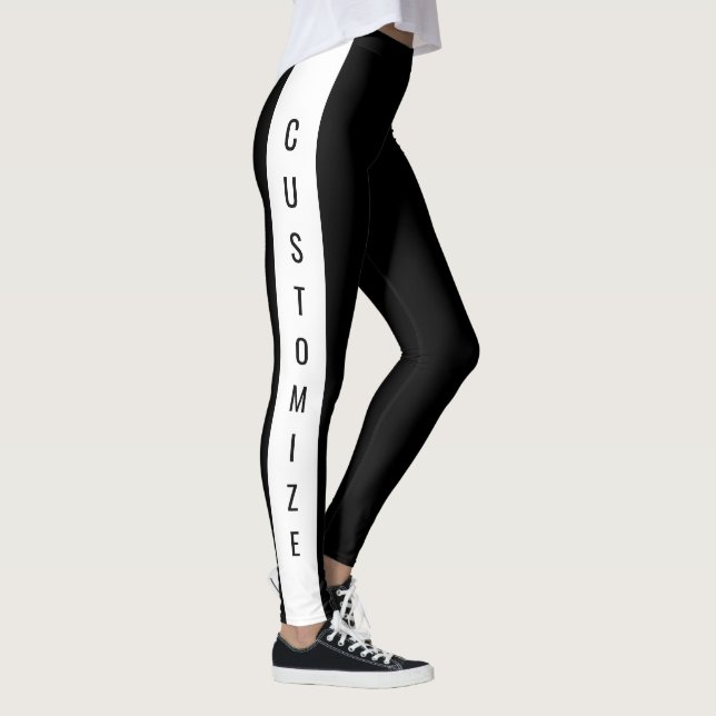 Leggings Personnalisé Fabriqué Sur Mesure Élégant Noir Blan (Droite)