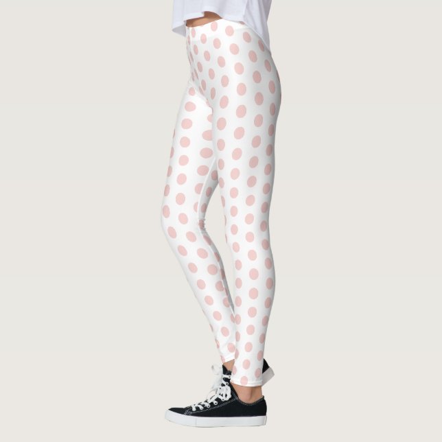 Leggings Personnalisé Moderne Élégant Rose Et Blanc (Gauche)