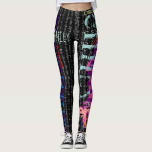 Leggings Personnalisé Nom répétitif 5 lettres Notes musi
