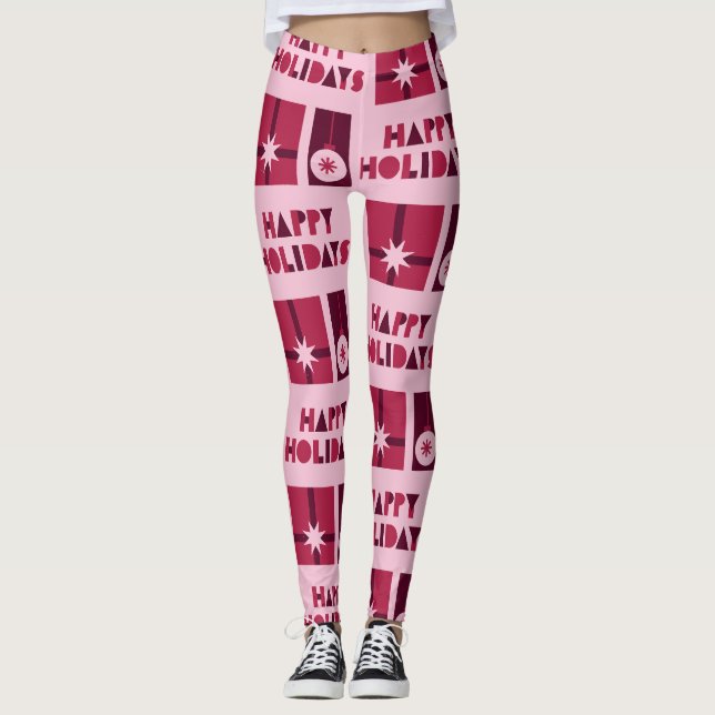 Leggings Personnalisé rose rouge foncé rouge à marque rouge (Devant)