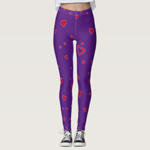Leggings Personnaliser Couleur Arrière - plan Coeurs rouges