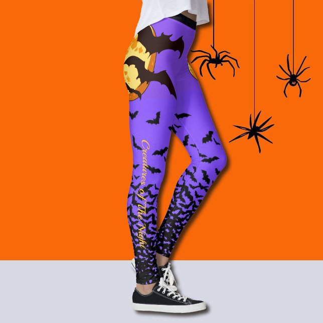Leggings Personnaliser Halloween Pleine lune chauves-souris (Créateur téléchargé)