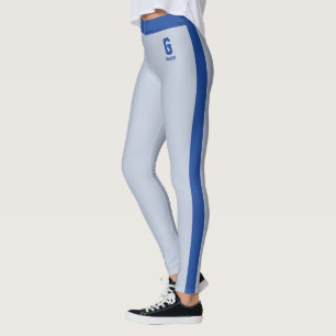 Leggings Personnaliser le nom Royal Poudre Bleu Rayures Mo