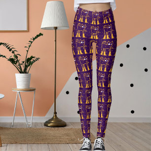 Leggings Personnaliser Motif Funny Pet Cats Foncé Violet