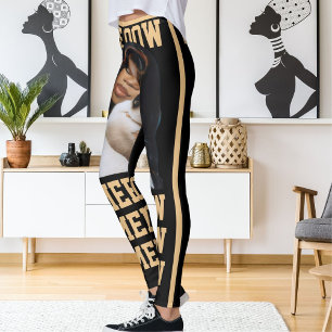 Leggings Personnaliser Pet Chat Maman Aimer Black Peach Pho