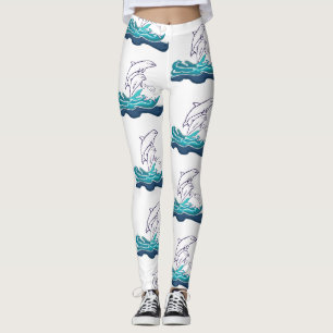 Leggings personnalisés avec dauphins sur les vague