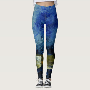Leggings personnalisés d'art bleu moderne Abstrait