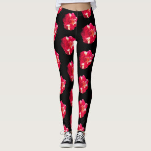 Leggings personnalisés de photos de rose rouge et