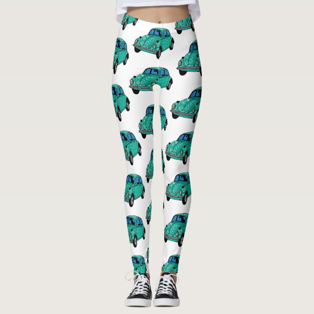 Leggings personnalisés de voiture Hippie bleu (Devant)