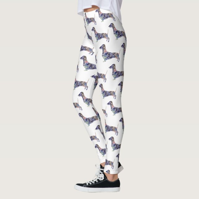 Leggings personnalisés Mandala Dachshund (Gauche)