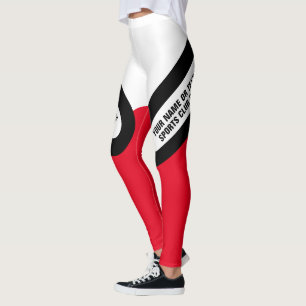 Leggings Personnalisez blanc/noir/guêtres rouges