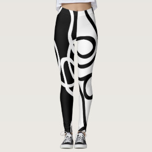 Leggings Persuasion Linéaire I : Noir et Blanc Abstrait
