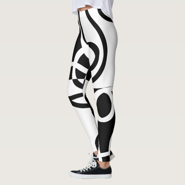 Leggings Persuasion linéaire II : noir et blanc Abstrait (Gauche)