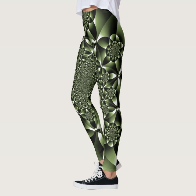 Leggings Pétales à feuilles blanches de forêt verte (Gauche)