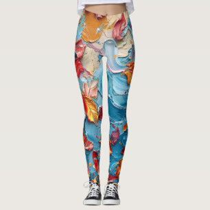 Leggings Pétales en mouvement – Floral abstrait expressif