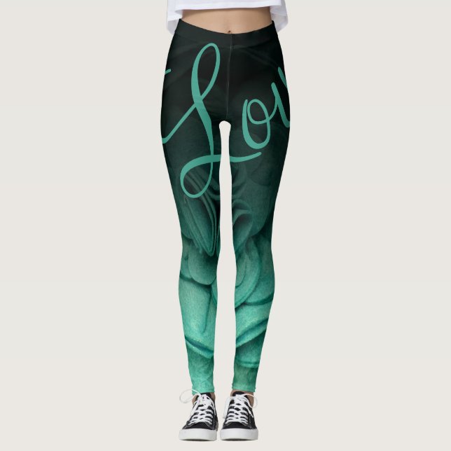 Leggings Pétales Turquoises (Devant)