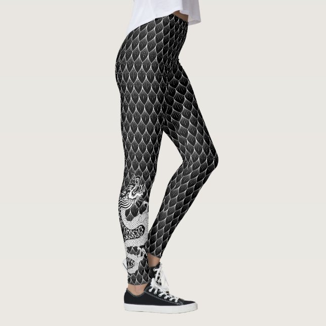 Leggings Petit dragon noir et blanc (Droite)