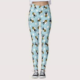 Leggings Petites abeilles mignonnes et fleurs marguerites m