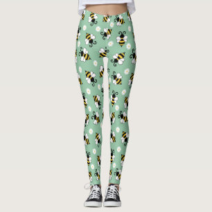 Leggings Petites abeilles mignonnes et fleurs marguerites m