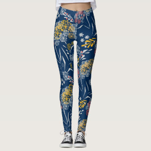 Leggings Petites fleurs mignonnes bleu marine vi