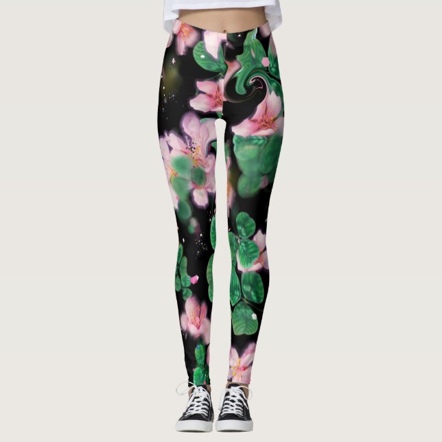 Leggings petites fleurs roses (Devant)