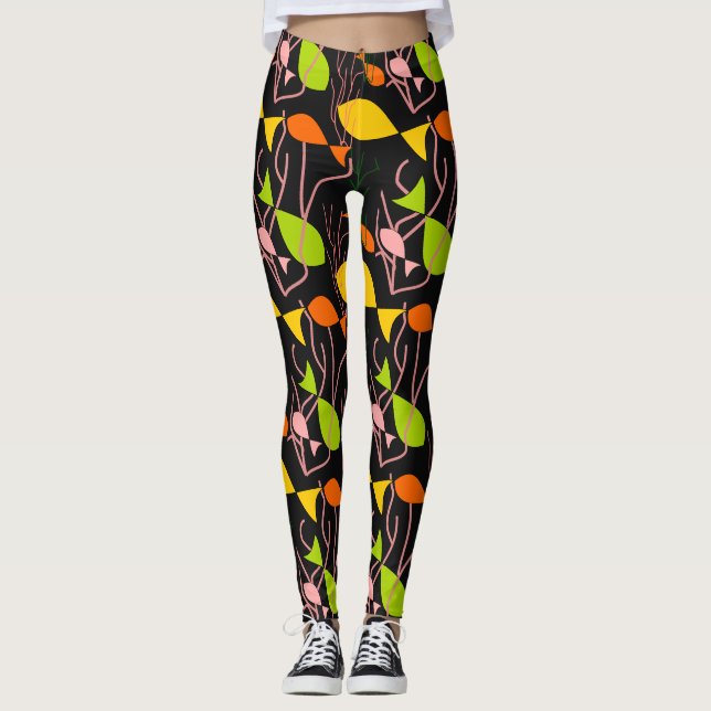 Leggings Petits poissons dans l'eau -lumière sur le noir (Devant)