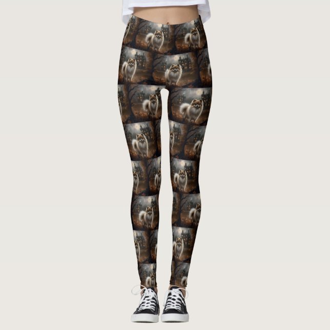 Leggings Peur d'Halloween de Poméranie (Devant)