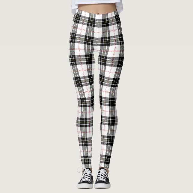 Leggings Pherson tartan noir blanc plaid (Devant)