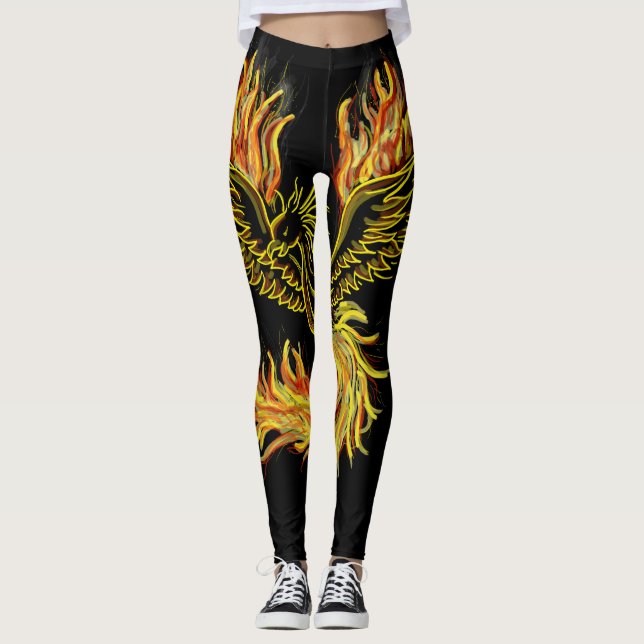 Leggings Phoenix se levant des guêtres de front de flamme (Devant)