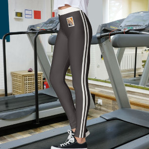 Leggings Photo de compagnie personnalisée rayures neutres c