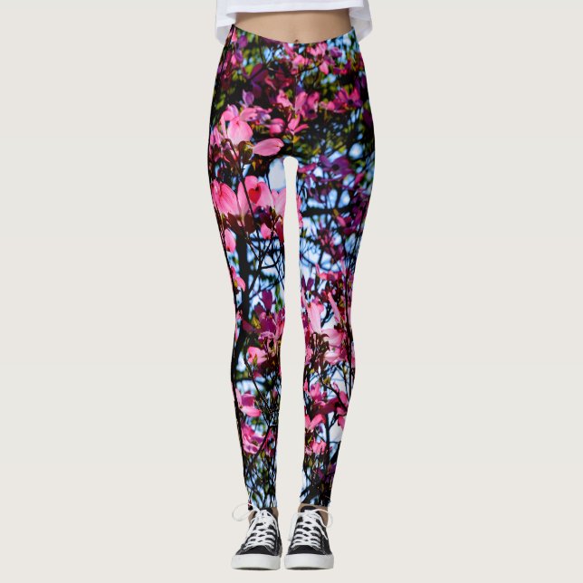 Leggings Photo de l'arbre à bois rose (Devant)