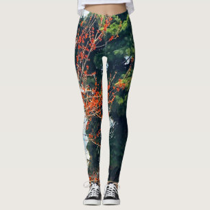 Leggings Photo Nature Green Et Forêt Rouge