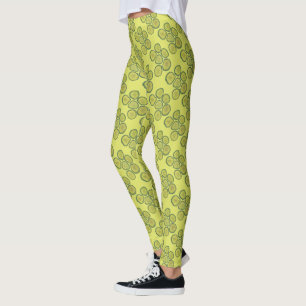 Leggings Picker Chips Green Kosher Dill Pickle Chip Print