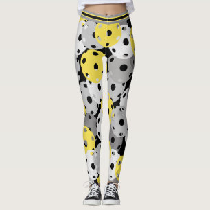 Leggings 💛 Pickleball - jaune, gris sur noir, 2021 coule