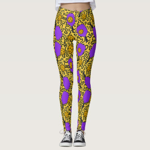 Leggings Pickleball Keith Haring Style Paddle Motif